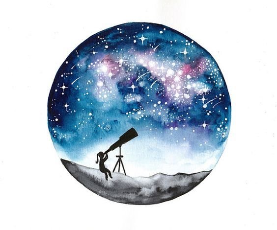 Космос в кругу акварелью