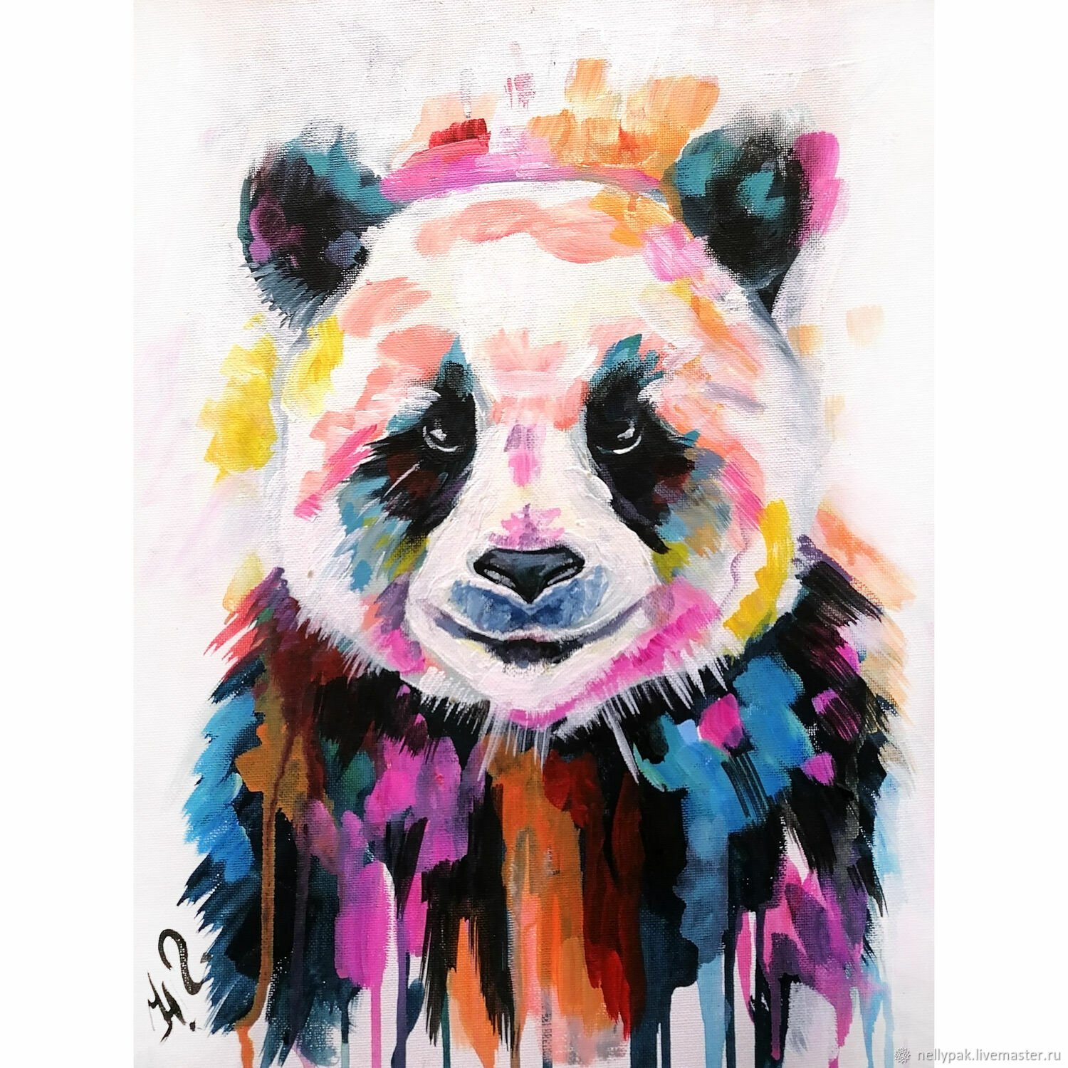Картина акриловыми красками панды