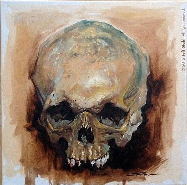 Череп гуашью
