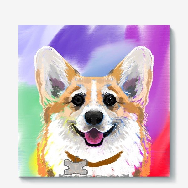 Корги акрилом на холсте