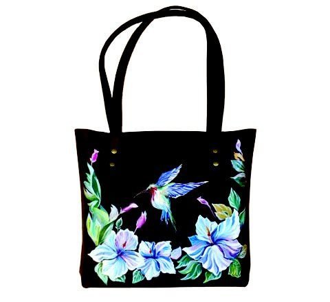 Акрил на сумке шоппере черная