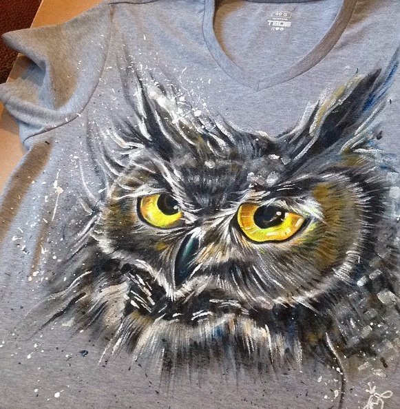 Роспись футболок Сова
