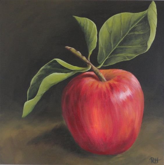 Нарисовать яблоки акрилом