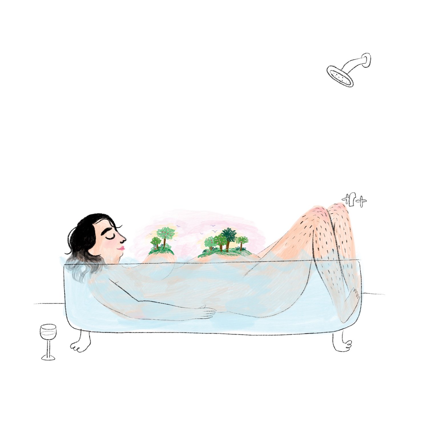 Девушка в ванне иллюстрация