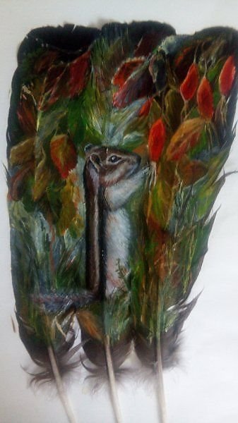 Картины из шерсти перьев и