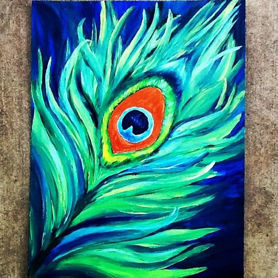 Рисование восковыми мелками Павлин