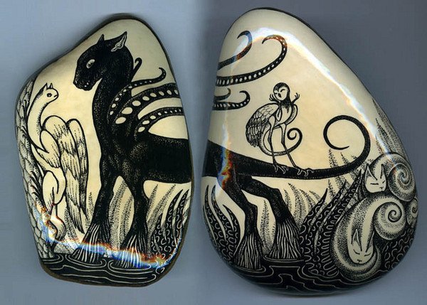 Живопись на чёрных камнях