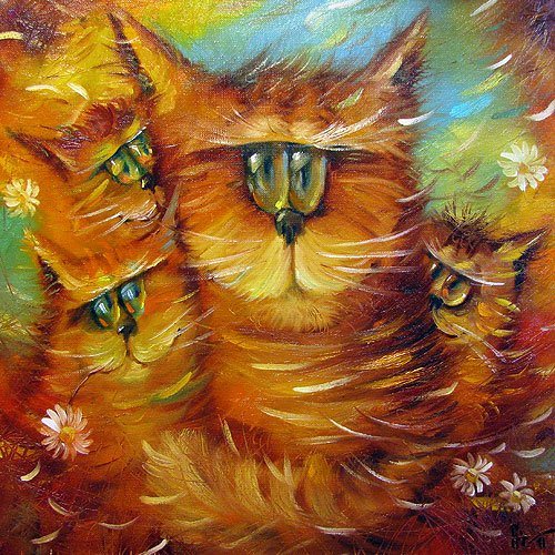 Акрилом осенние коты
