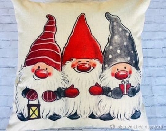 Подушки на новый год акриловыми красками