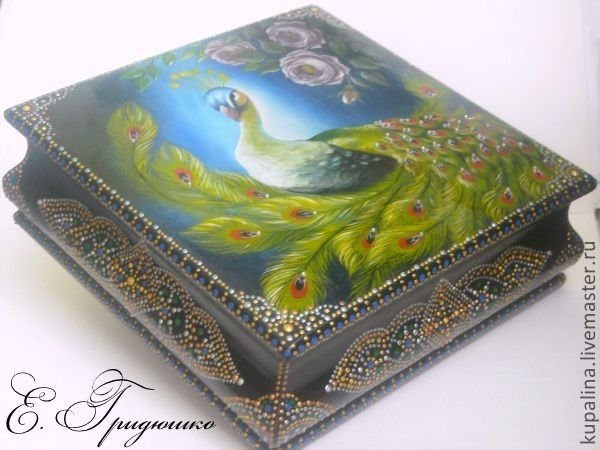 Росписи шкатулок Павлин