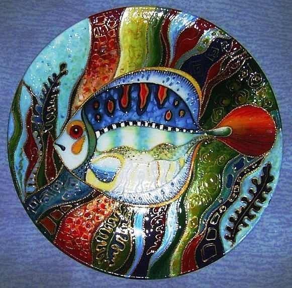 Тарелка роспись по эмали