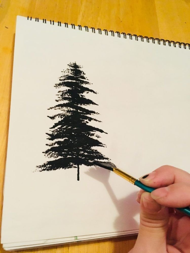 Как красиво нарисовать елку красками - 93 фото