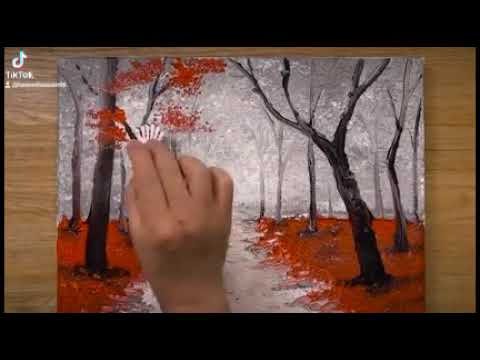 Рисование акрилом прогулка под дождем