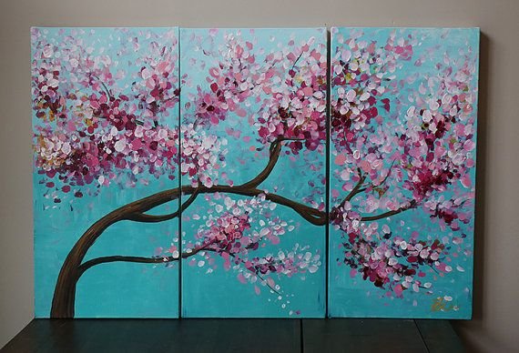 Сакура акрилом на холсте