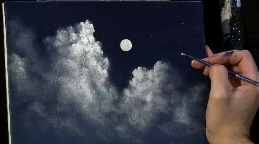 Серые облака акрилом