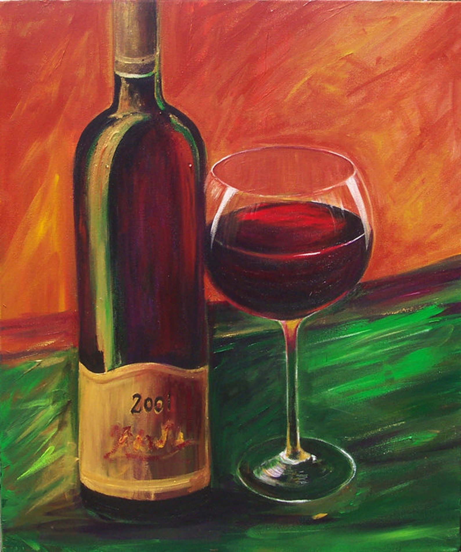 Бутылка вина живопись