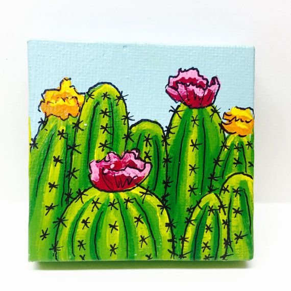 Кактус акриловыми красками