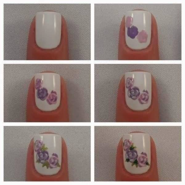 Цветочки мелкие на ногтях нарисовать поэтапно