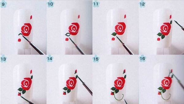 Рисование розочки на ногтях для начинающих