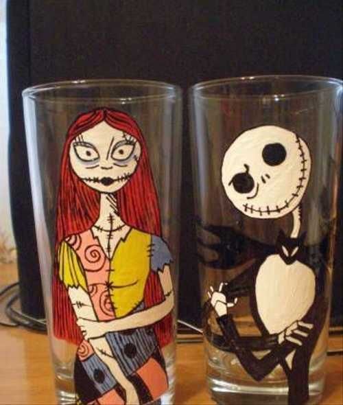 Рисунок на стакане акриловыми красками