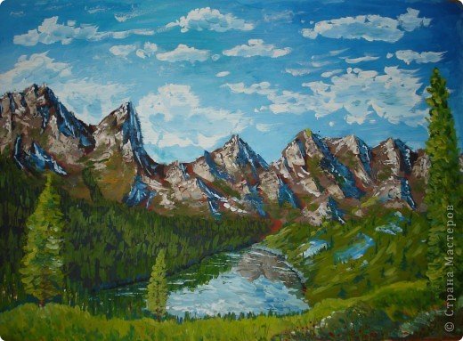 Рисование гуашью горы