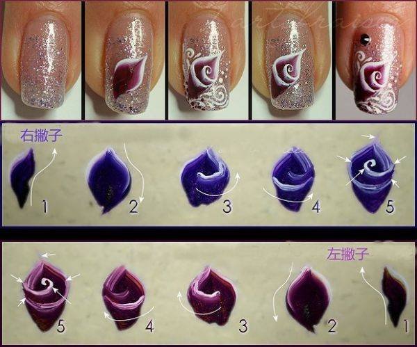 Рисунки на ногтях красками для начинающих