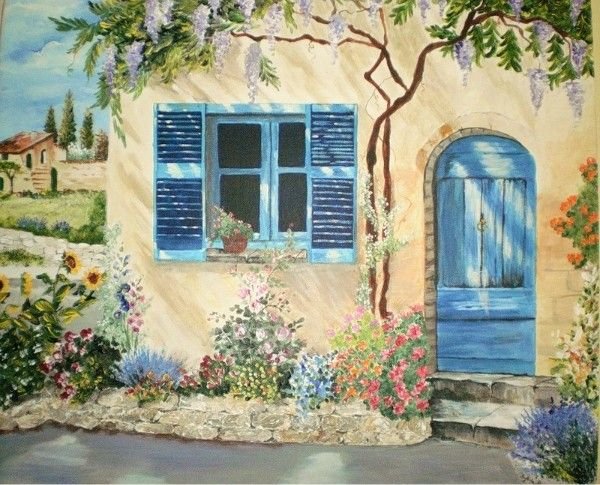 Рисование стен в стиле Прованс