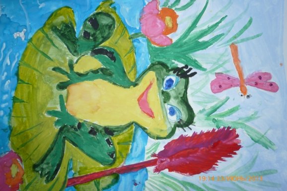 Лягушка рисование гуашью