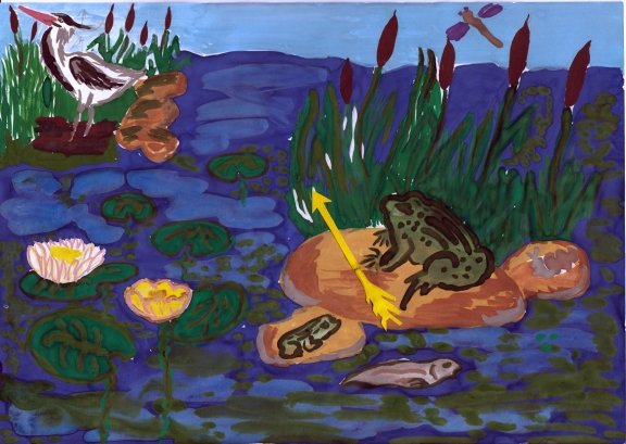 Царевна лягушка гуашью