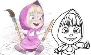 Маша и медведь карандашом