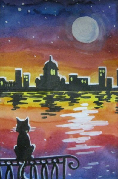 Силуэтное рисование гуашью