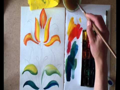 Аленький цветочек рисунок акварелью