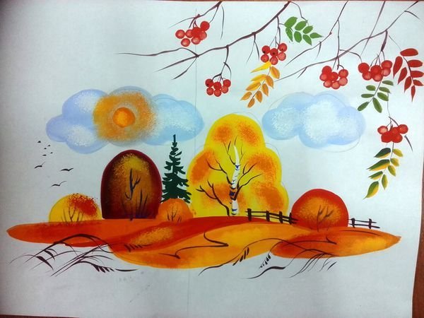 Осенние пейзажи декоративной росписью