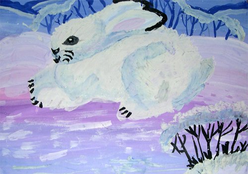 Рисование животные зимой