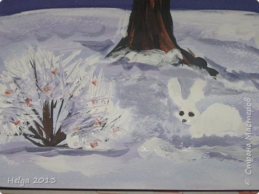 Заяц зимой живопись