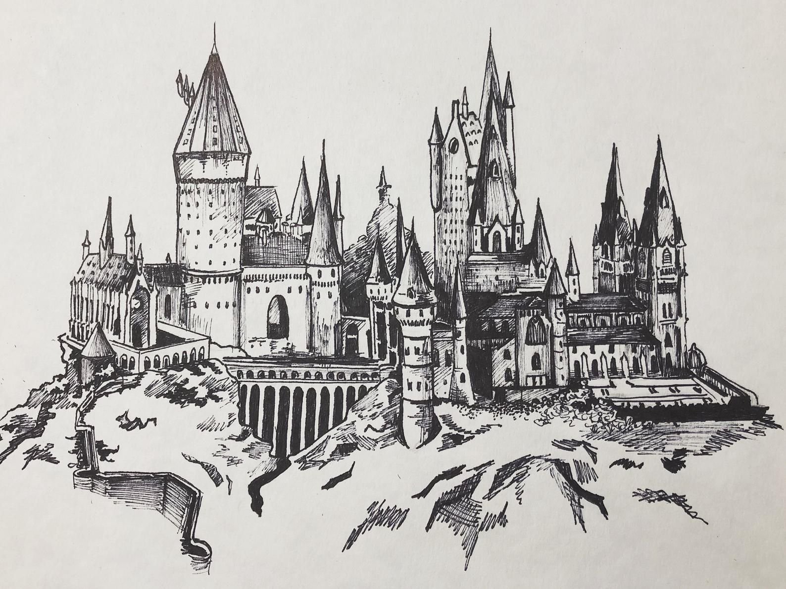 Замок Хогвартс из Гарри Поттера рисунок
