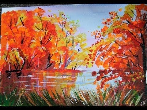 Правополушарное рисование осенний пейзаж