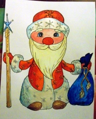 Рисование красками руками дед Мороз