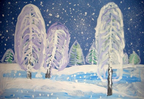 Зимний пейзаж для дошкольников