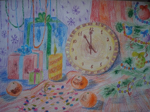 Часов гуашью