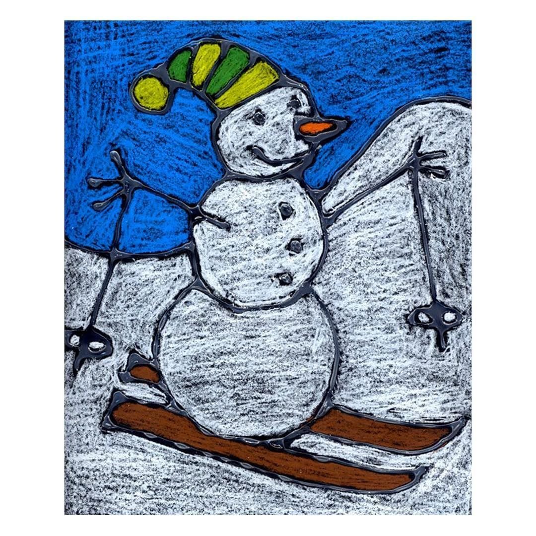 Рисование с детьми снеговичек