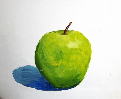 Рисование яблока гуашью