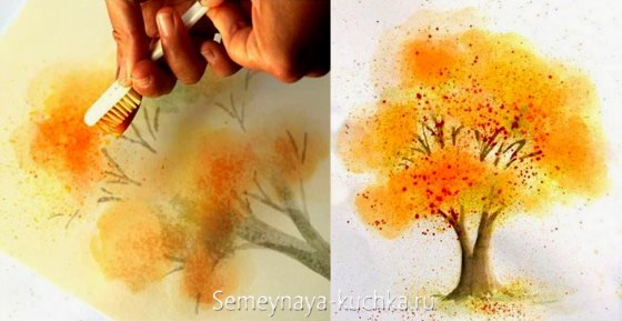 Рисование брызгами зубной щёткой