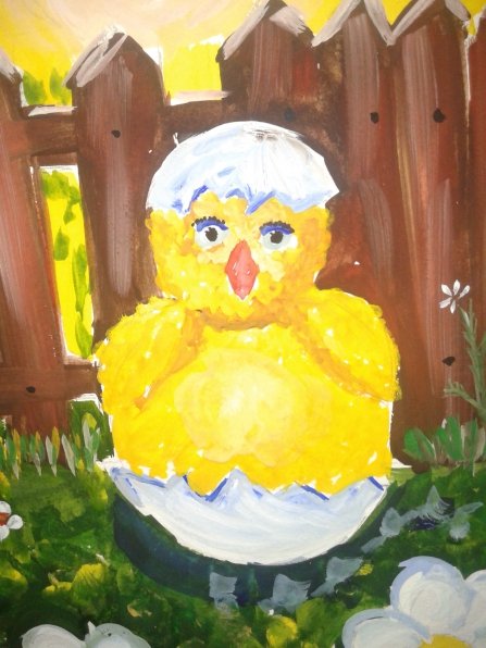 Рисование гуашью для детей цыпленок