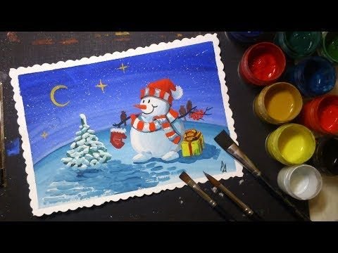 Новогодние рисунки красками