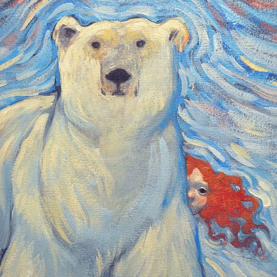 Медведь гуашью