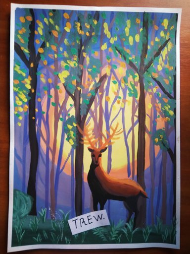 Олень рисунок гуашью
