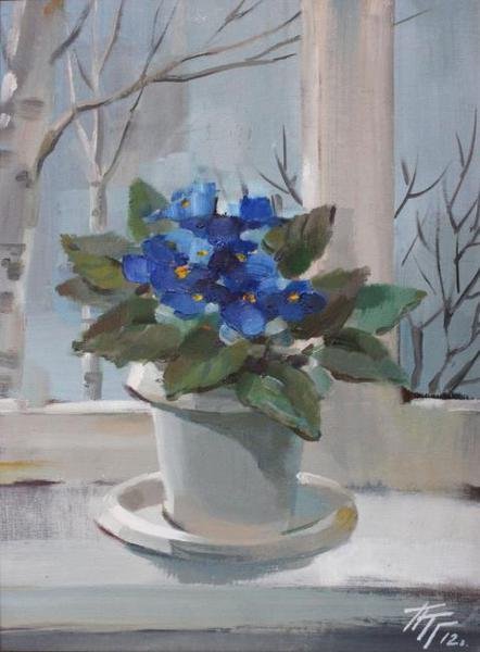 Этюд цветов на окне