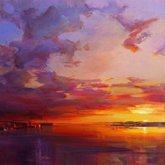 Закат живопись маслом