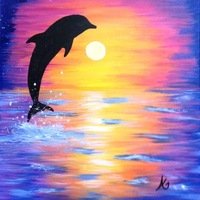 Пейзаж с дельфинами